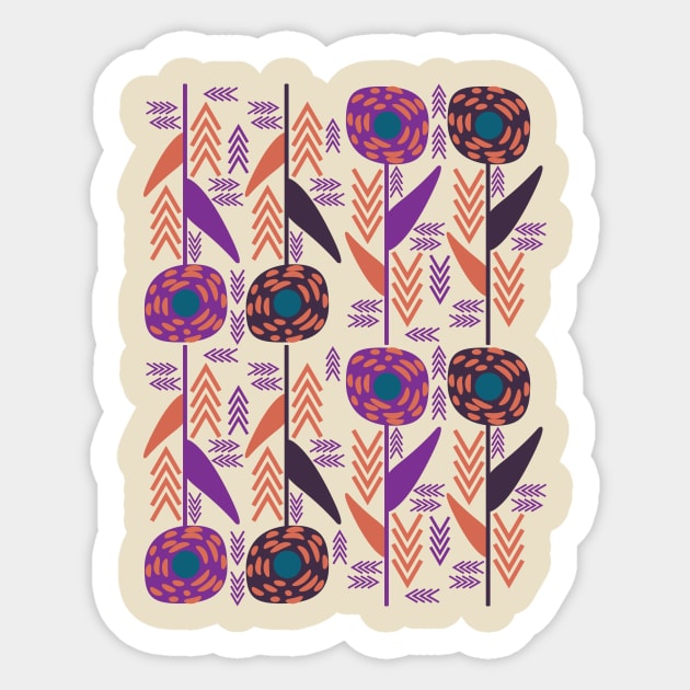 Purple Flowers and Arrows Sticker by CocoDes